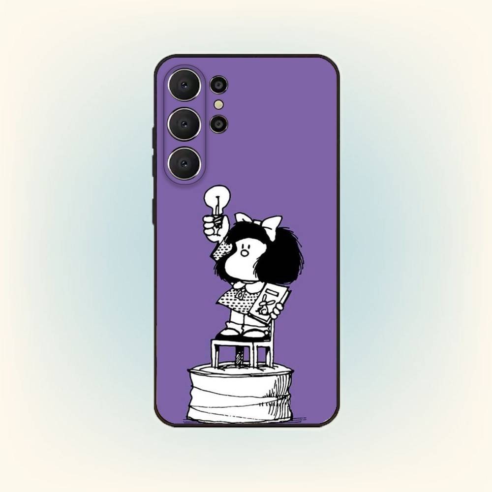 M-Мафальда Чехол для телефона Мир для Samsung S26,S25,S24,S21,S22,S23,S30,Ultra,S20,FE,Lite,10,9,Черная крышка