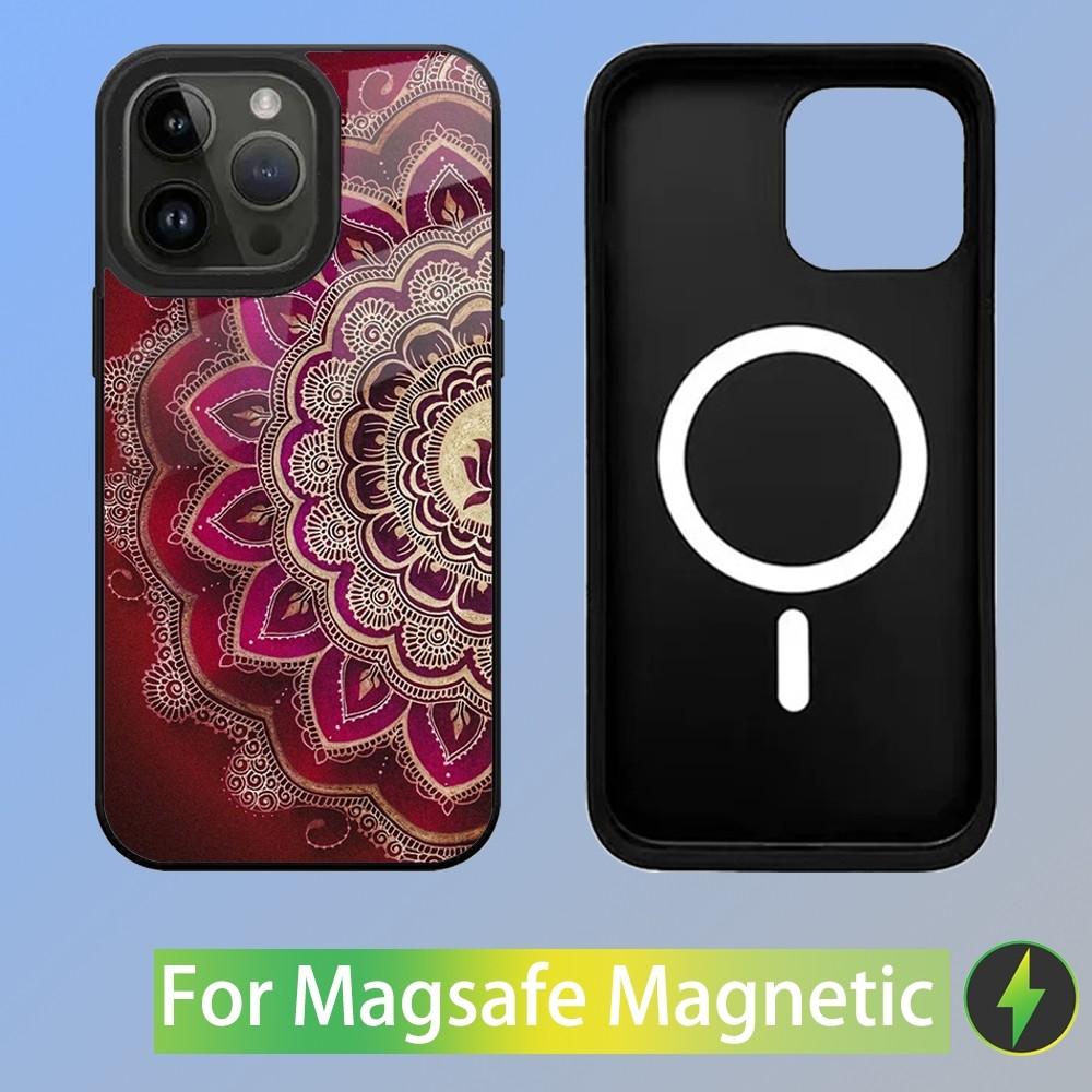 Чехол для телефона с индийским узором Мандала для iPhone 15,14,13,12,11,Plus,Pro,Max Mini, Магнитная беспроводная зарядка Magsafe