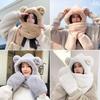 Hat Women's Winter Three-piece Set Thickened Scarf Gloves One-piece Hat Student Warm Cute Scarf Plush One-piece Hat
