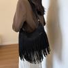 Tassel Design Women's Hobo Bag Fashion Trend Handbag Suede Shoulder Crossbody Shopping Tote Vintage Commuter Bags
