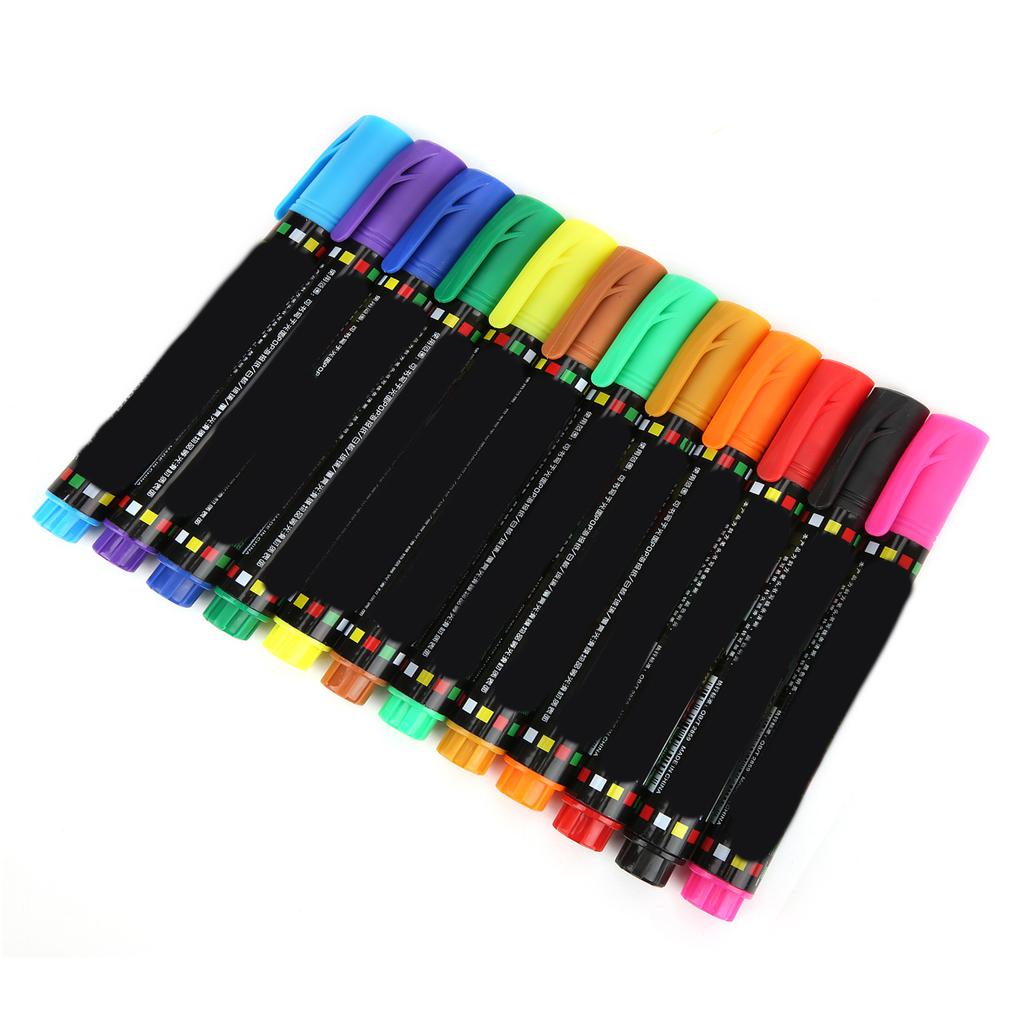 12Pcs Whiteboard Pen Multifunctional Colorful Fast Drying Painting Marker for Graffiti Writing