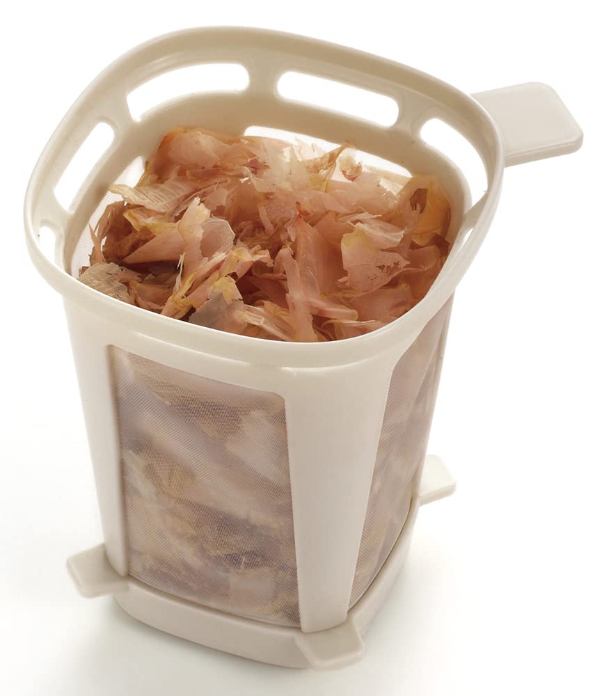 Yoshikawa Easy Microwave Dashi Stock Pot, 1000ml, with Lid, Strainer, and Graduations, Made In Japan, 1106146