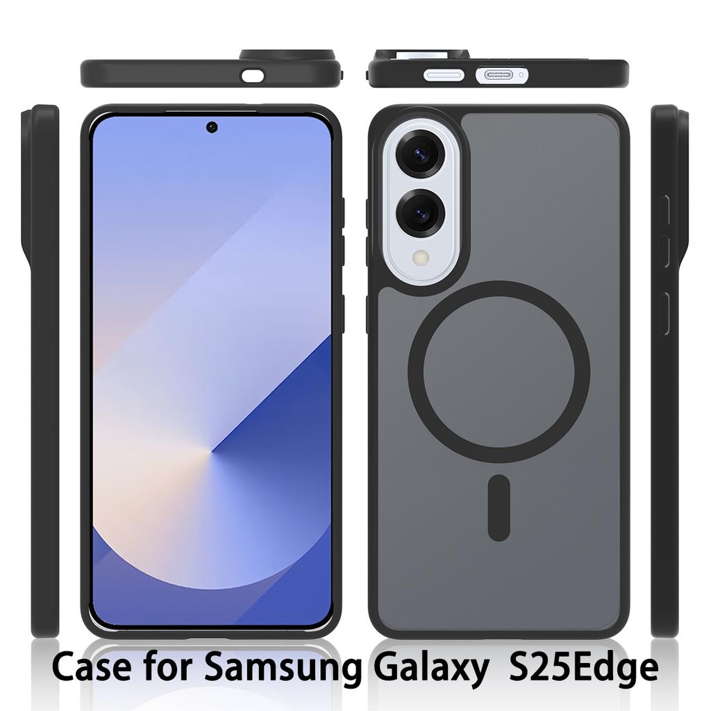 Магнитный чехол для телефона с покрытием Soft Touch для Samsung S25 Edge S25+ S24 FE S23 Ultra Magsafe Беспроводная зарядка TPU Рамка Пластиковая задняя крышка