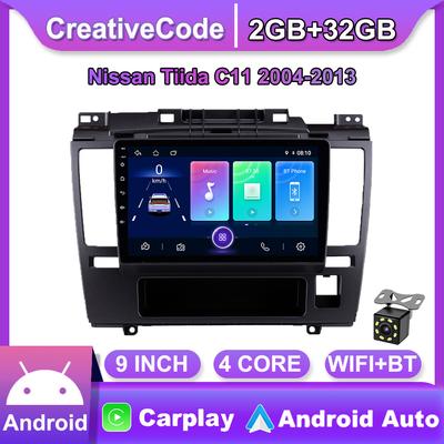 9-дюймовый автомобильный радиоприемник на базе Android Carplay для Nissan Tiida C11 2004-2011, мультимедийный видеоплеер, GPS-навигация, WIFI, 2 + 32 ГБ