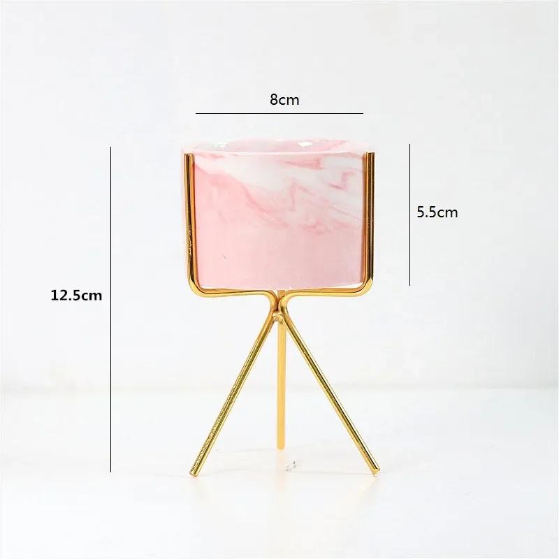 Скандинавская керамическая железная художественная мраморная ваза с узором розовое золото зеленый настольный цветочный горшок для домашнего офиса вазы декоративный суккулентный цветочный горшок