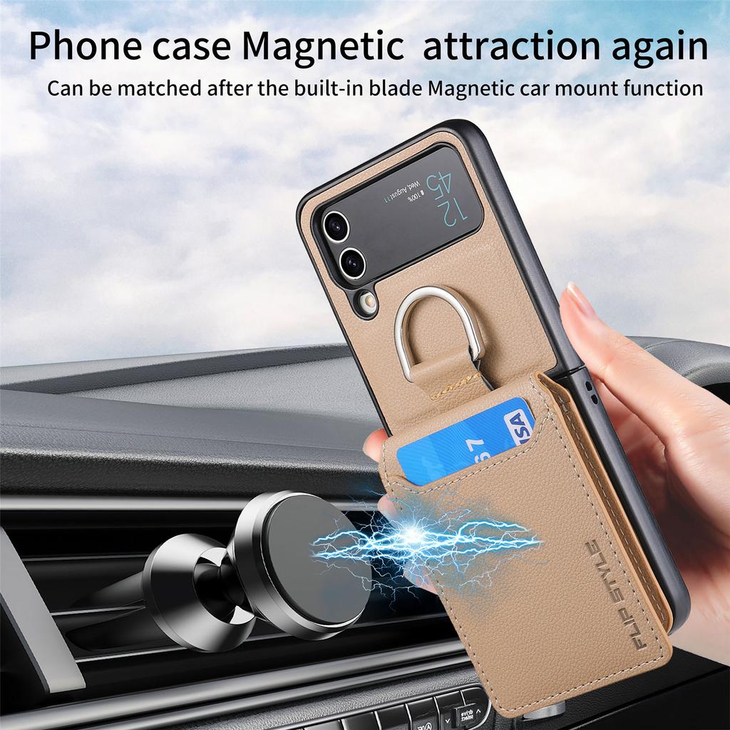 For Samsung Z Flip 4 Zflip4 Anti -Dust Portable Ring Holder Leather Bag Case For Samsung Galaxy Z Flip 4 Flip4 5g Phone Covers