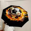 1pc Flaming Soccer Ball Design Umbrella with Plastic Handle,Suitable for All Seasons Home Travel Outdoor UmbrellaDD1501
