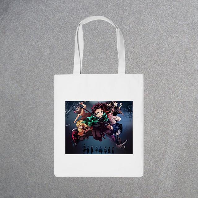 Demon Slayer, модная холщовая сумка из японского аниме, Harajuku, готический топ, женские сумки большой вместимости, винтажная сумка, белая сумка на плечо
