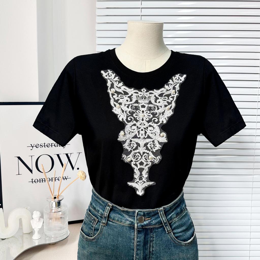 White Pearl Mesh Decorative Pair Neck Cloth Sticker Handmade Accessories Lace Embroidery Front Neck Dress Fake Neck Flower