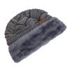 Unisex Slouchy Winter Hats Warm Fleece Lined Beanie Cap Men Women Casual Label Decor Winter Mixed Color Knitted Hats