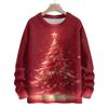 Ladies' Fashionable Casual Long Sleeved Christmas Printed Round Neck Knitted Yarn
