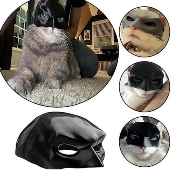 Кошачья маска летучей мыши, маска летучей мыши на пол-лица, маска героя-летучей мыши для косплея, маска кошки-супергероя с отверстиями для ушей для костюмированных вечеринок на Хэллоуин, реквизит для фотосессии с домашним животным