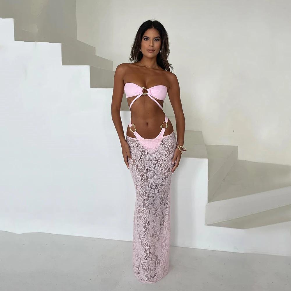 1011 new European and American bikini sexy lace bikini split women's swimsuit swimsuit women's three-piece set
