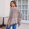 Autumn Winter Women O Neck Stripe Sweater Loose Knitwear Cardigan Bat Sleeve Cross Border Cloak