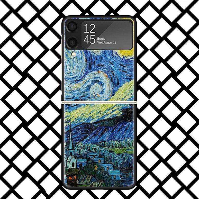 Чехол для телефона с картиной Ван Гога, масляная живопись, для Samsung Z Flip 7 6 5 4 3 Galaxy ZFLIP7 ZFlip6 5G Flip5 Flip4 Flip3 5g, Черный Жесткий Чехол