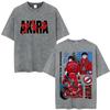 Anime Akira Vintage Washed T Shirts 90s Manga Shotaro Kaneda Graphic Tshirt Men Women Clothing Cotton Casual Oversized Tshirts