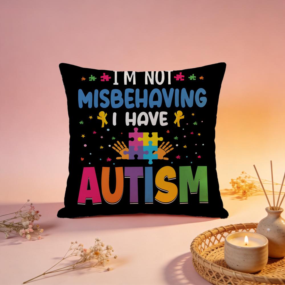 Hot AAutism Support Puzzleiou Cushion Cover Comfortable Durable Pillow Cover MultiScene for Home Office Car Sofa