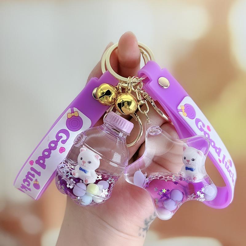 Очаровательный брелок «Мишка с жемчугом»: Жидкий зыбучий песок Кристальная подвеска Кукла - Идеальный маленький подарок