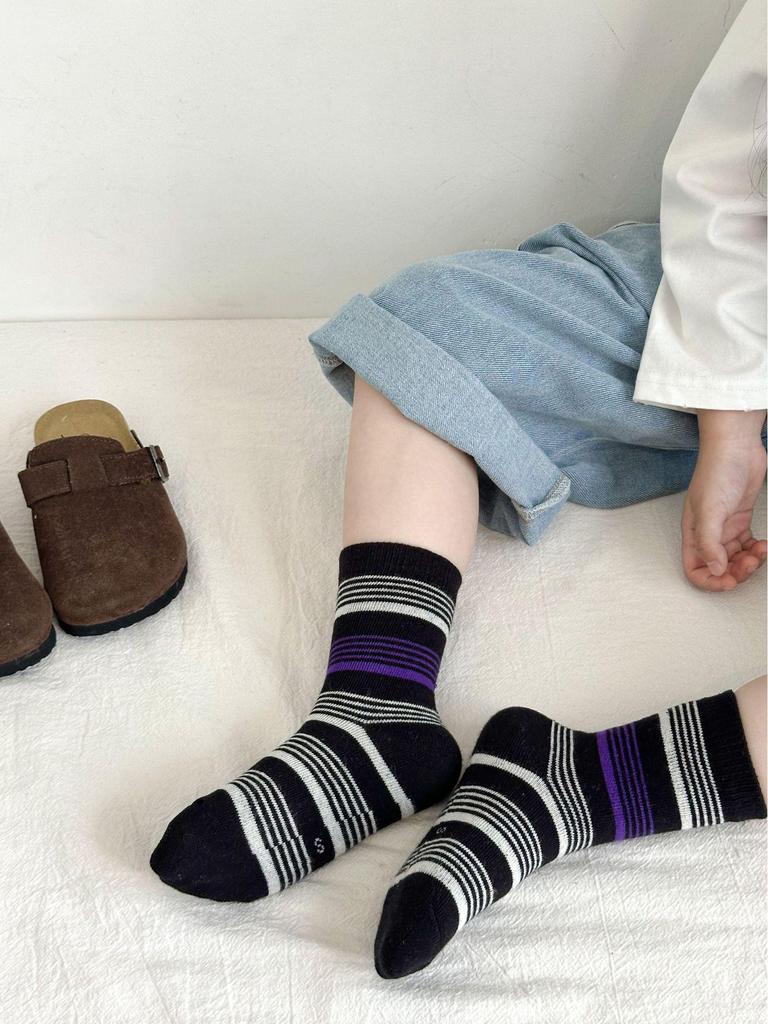 Осенние детские носки средней длины с мультяшным горошком - Универсальный корейский стиль для мальчиков и девочек