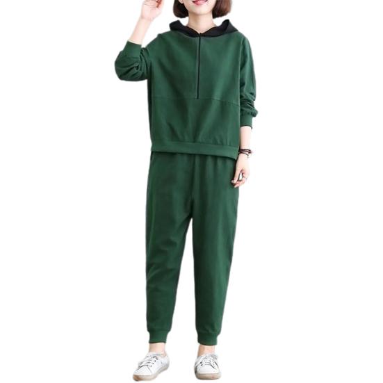 2 шт./компл., штаны с капюшоном, костюм на молнии с длинными рукавами и капюшоном, свободный толстый эластичный пояс с ремешками на щиколотке, однотонный мягкий теплый женский топ, комплект брюк на осень