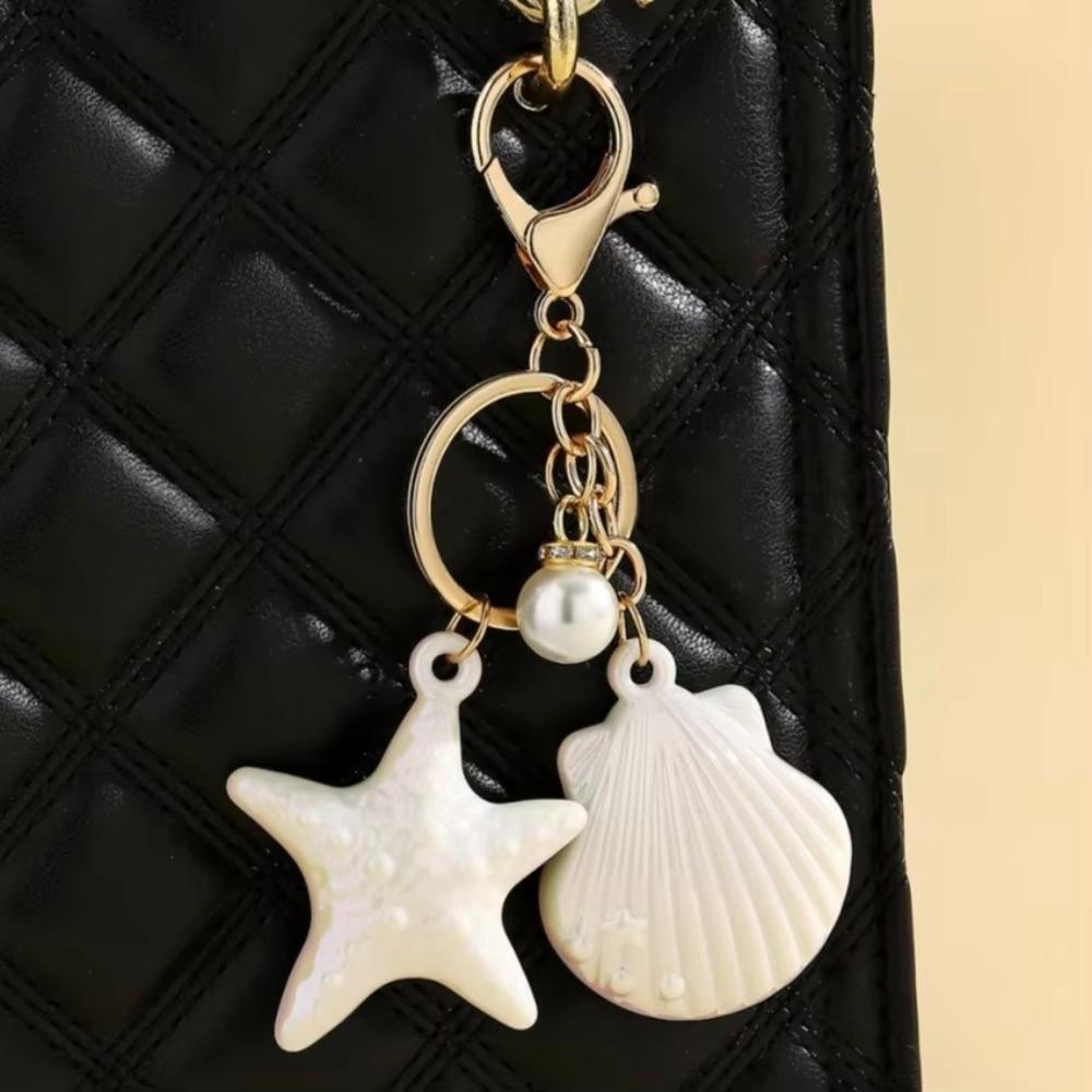 Marine Creature Shell Key Ring Colorful Shell Pendant Fashion Shell Keychain DIY Jewelry Gifts