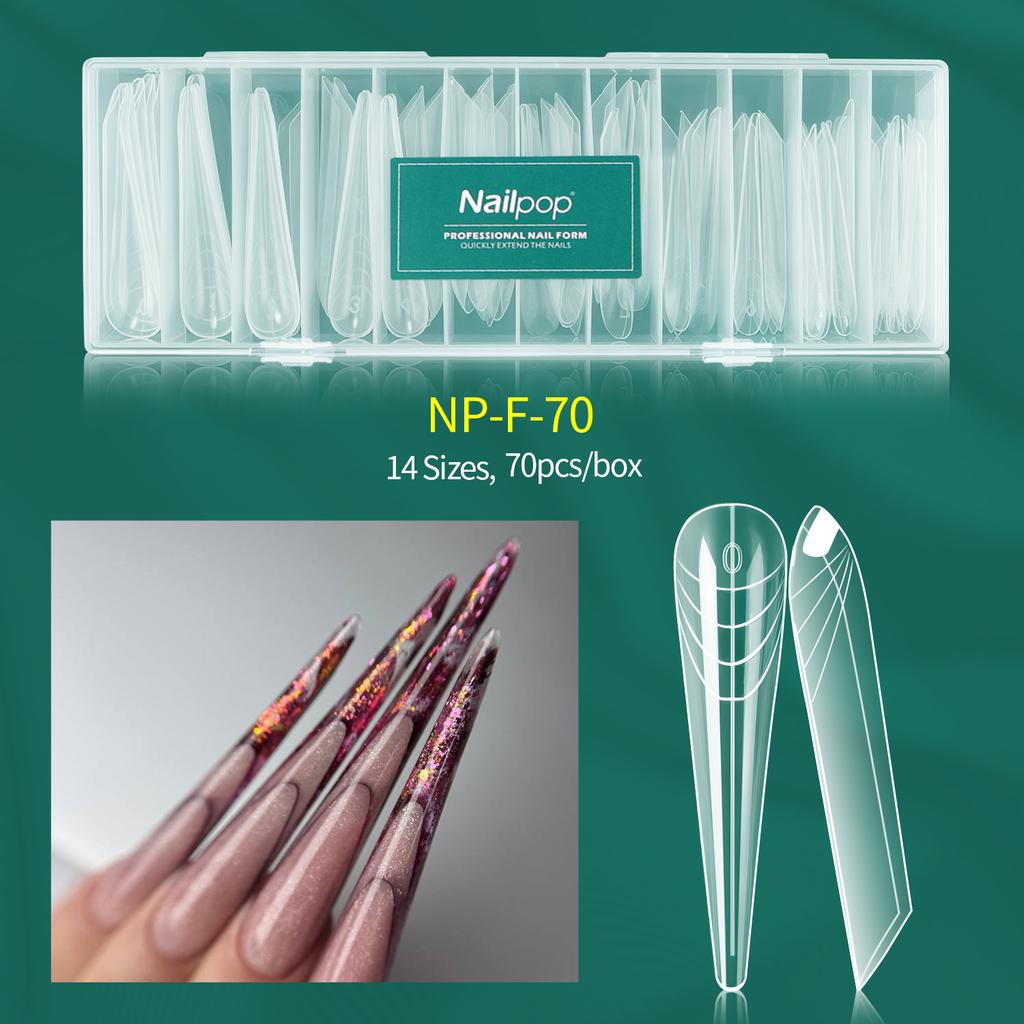 Nailpop Механические формы для ногтей 70/140 шт. Уникальные прозрачные формы-когти дракона для наращивания ногтей 14 размеров Легкий DIY Салонный инструмент для нейл-арта