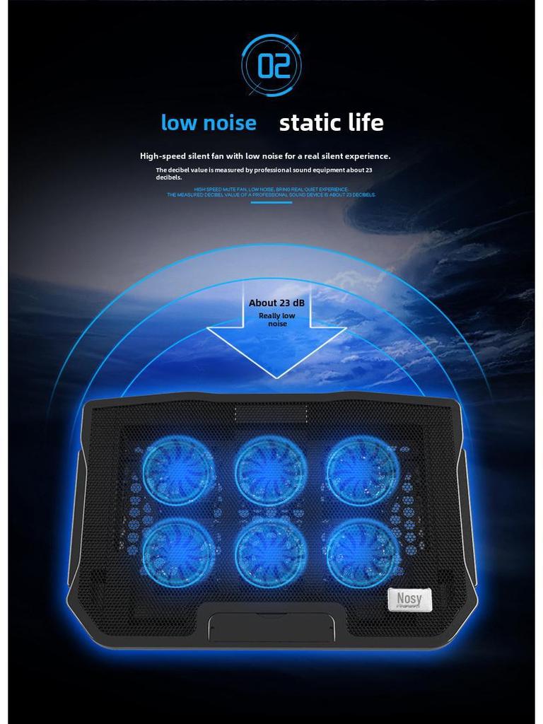 Охлаждающая стойка для игрового ноутбука с 6-вентиляторным радиатором и полупроводниковой основой