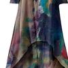 Layered Boho Dresses for Women Summer Floral Irregular Hem Maxi Dress Long Sleeve V-Neck Flowy Plus Size A-Line Dress