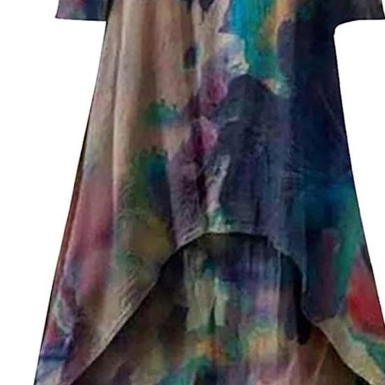 Layered Boho Dresses for Women Summer Floral Irregular Hem Maxi Dress Long Sleeve V-Neck Flowy Plus Size A-Line Dress