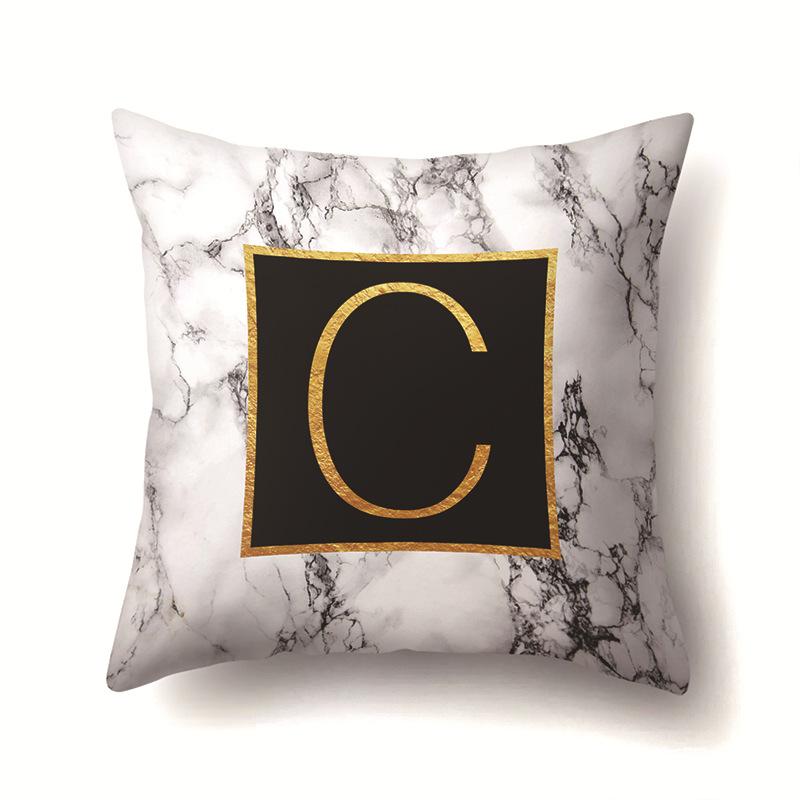 Полиэстеровая наволочка Домашняя Принт Мрамор Черный Золотой Наволочка 26 Английских Букв Наволочка