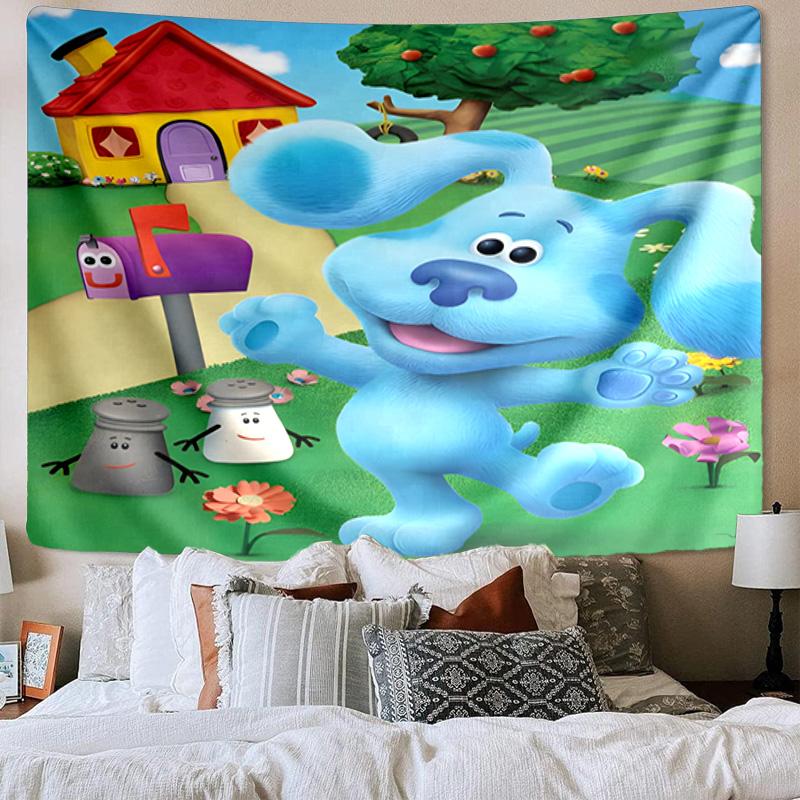 Cartoon Blue dog Printed Tapestry, Wall Hanging,Livingroom, dormitory, Large Wall Decor, Fabric Decor Fan Birthday Gifts
