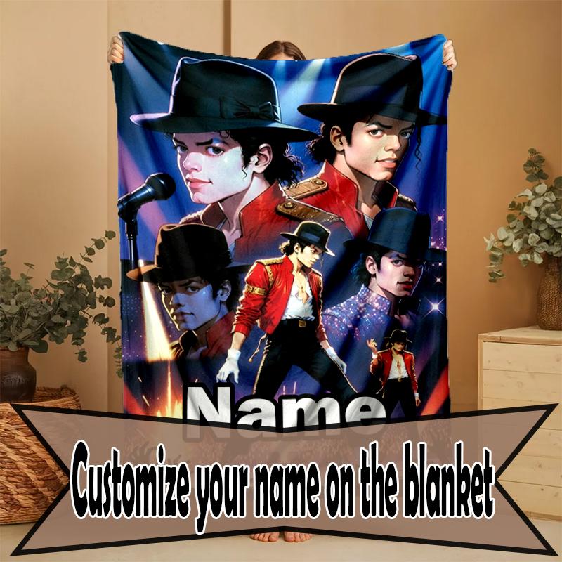 Custom Name Personalized Michael Jackson Print Blanket, Home Decor, Bedroom, Sofa, Camping, Couch, Gifts for Birthday Christmas