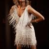Womens Glitter Fringe Tassel Mini Dress Evening Cocktail Party Bodycon Ball Gown