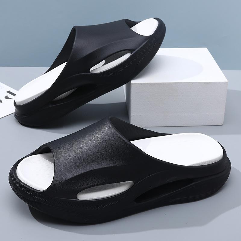 Summer One-word Drag Men's Thick-soled Soft Elastic Home Slippers Beach Outdoor Non-slip Fashion Simple Sandals