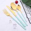 Blue Gold Mirror Dinnerware Cutlery Set Stainless Steel Tableware Set Home Knife Fork Coffee Spoon Flatware Silverware Set