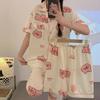 Милый Мультяшный Поросенок Кардиган Пижама с Короткой Рукавой для Женщин - Весна/Лето