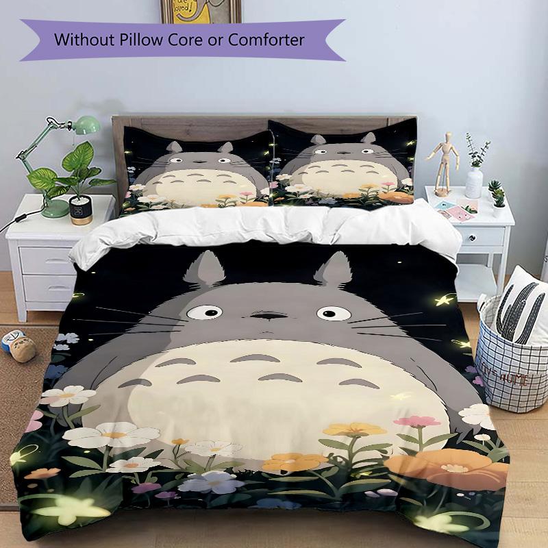 Neighbor Totoro Garden Print 3Pcs Bedding Setduvet Cover With 2 Bedropillowcase Home Birthday Gift