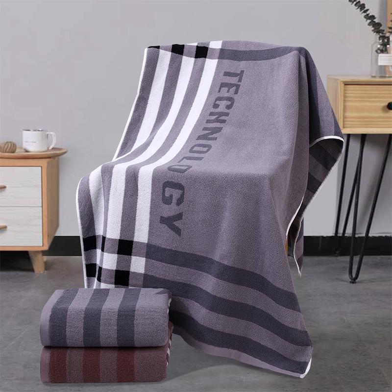 Luxury Yarn-Dyed Jacquard Cotton Bath Towel - Soft, Absorbent, Thick, and Large