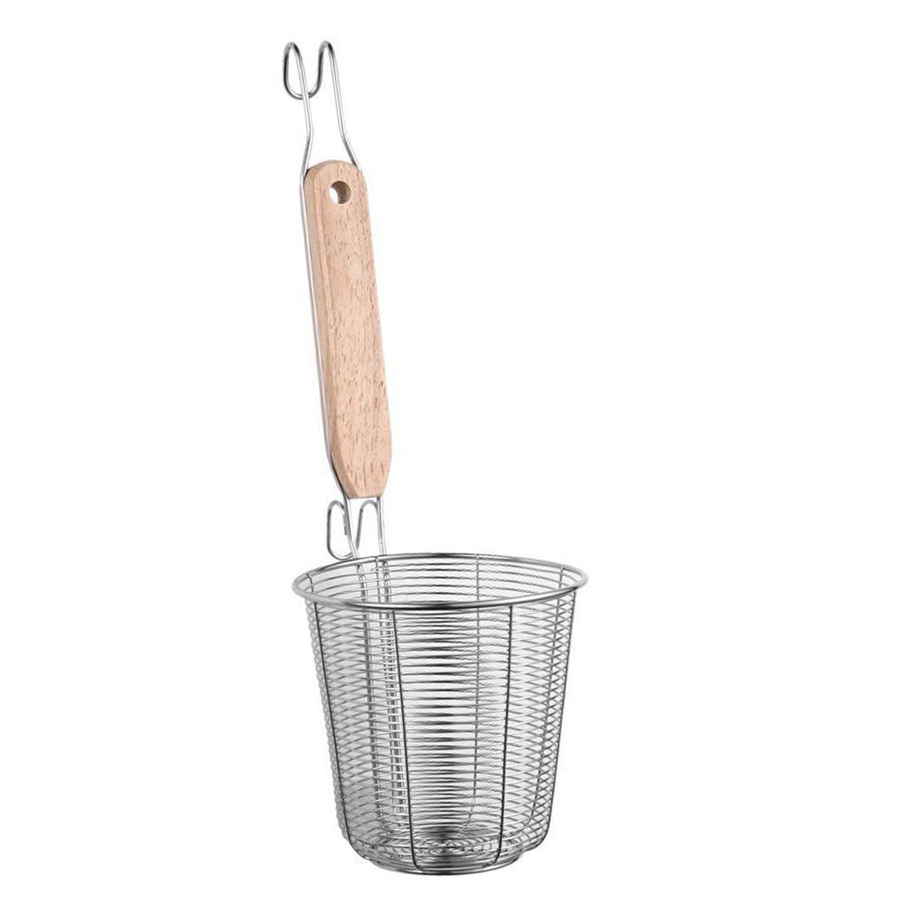 Multifuntional 201Stainless Steel Food Strainer Basket with Ergonomic Handle Suitable for Steaming and Blanching