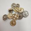 10Pcs Metal Pearl Buttons, Small Fragrant Wind Jacket, Woolen Coat Buttons, Oil Drop Glue Buttons, Dress Decorative Buttons