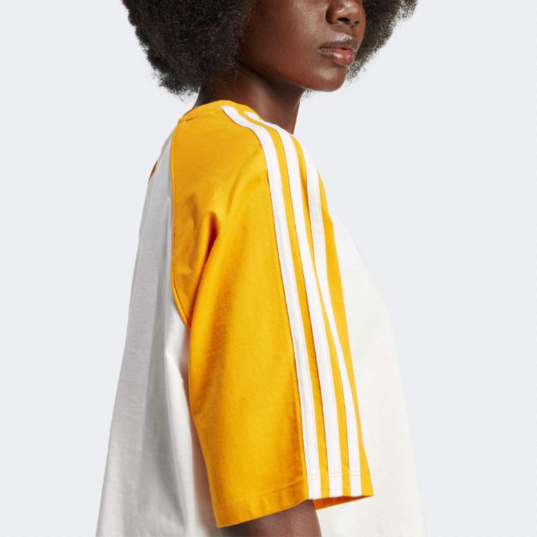 adidas Женская футболка Originals Adicolor Sst с цветовыми блоками и полосками, короткий рукав, желтая IZ2826