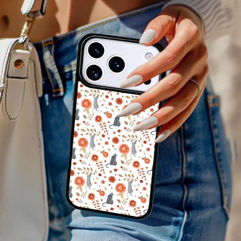 Милый Чехол для Телефона с Рисунком Животных Цветов Кошек Для iPhone 17 Air 14 15 13 12 Max Чехол Для Apple 16e 11 Pro Max Plus Coque