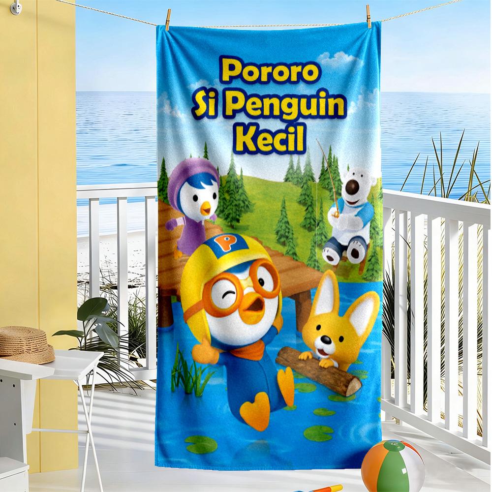 Pororo's Colorful Friends Beach Towel Super Soft & Absorbent Comfortable Lightweight