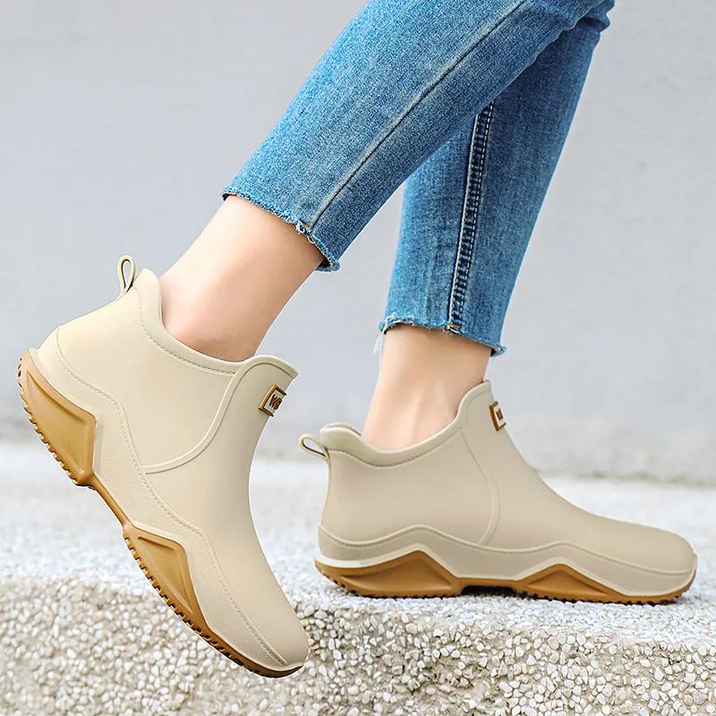 Мужские дождевые туфли с короткими трубками для мотоциклетного спорта, влагонепроницаемые туфли с толстой подошвой, резиновые туфли для женщин 2024 г.