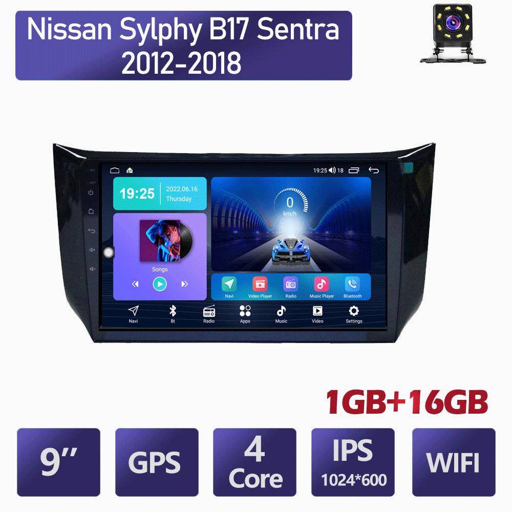 Автомобильное радио на базе Android для Nissan Sylphy B17 Sentra 2012-2018, мультимедийный плеер, DVD-колонки, головное устройство, аудио, WIFI, 1 + 16 ГБ