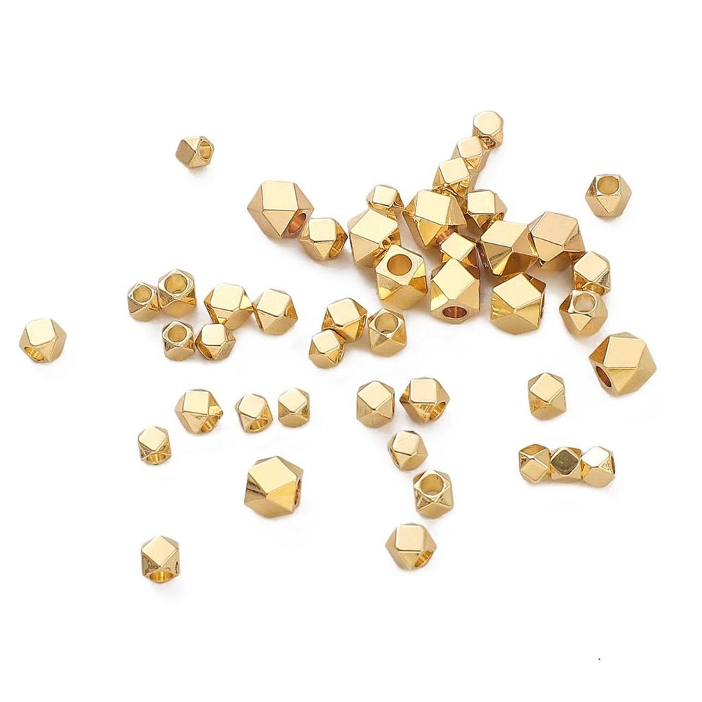 Copper Polygonal Cut Loose Bead Partition For DIY Jewelry Making Craft Accessories