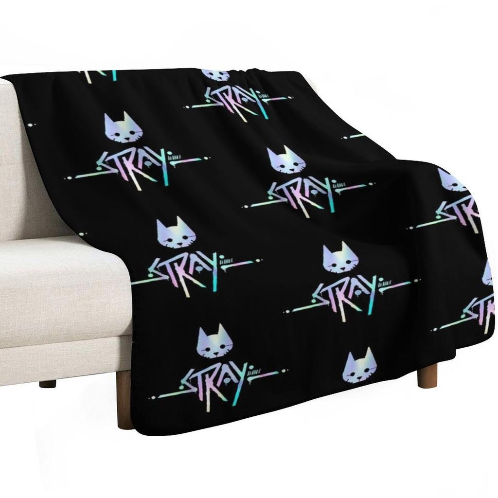 The Stray Game Logo in Holographic Iridescent Rainbow Throw Blanket Cozy Light Blanket for Travel Camping Picnic