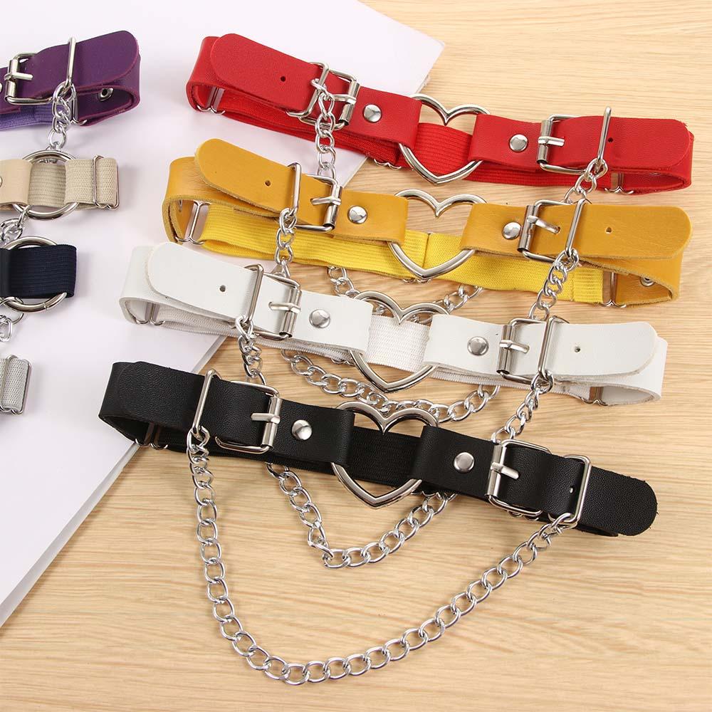 Belt Leg Harness Punk Chain PU Leather Women Suspenders Fashion Accessories Heart Garter Belt