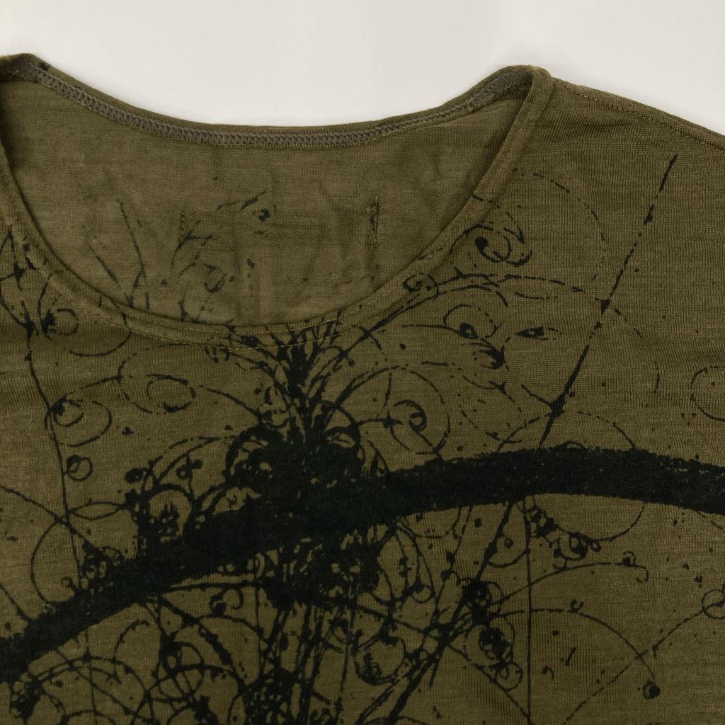 Jean Paul GAULTIER HOMME Khaki 80's Olive Tattoo Print Cut and Sew Jean Paul Gaultier Homme tops 9 khakiUsed