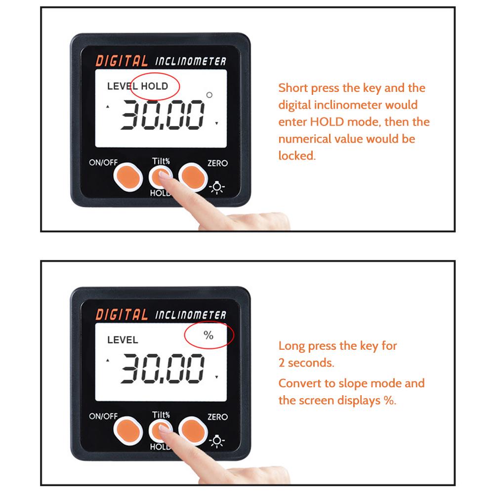 Digital Inclinometer 360°Electronic Protractor Aluminum Alloy Shell Digital Bevel Box Angle Gauge